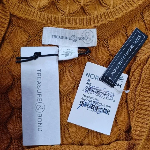 Treasure & Bond Women's M Pointelle Cotton Knit Tank Dress Cover Up Mustard NEW - Picture 4 of 7